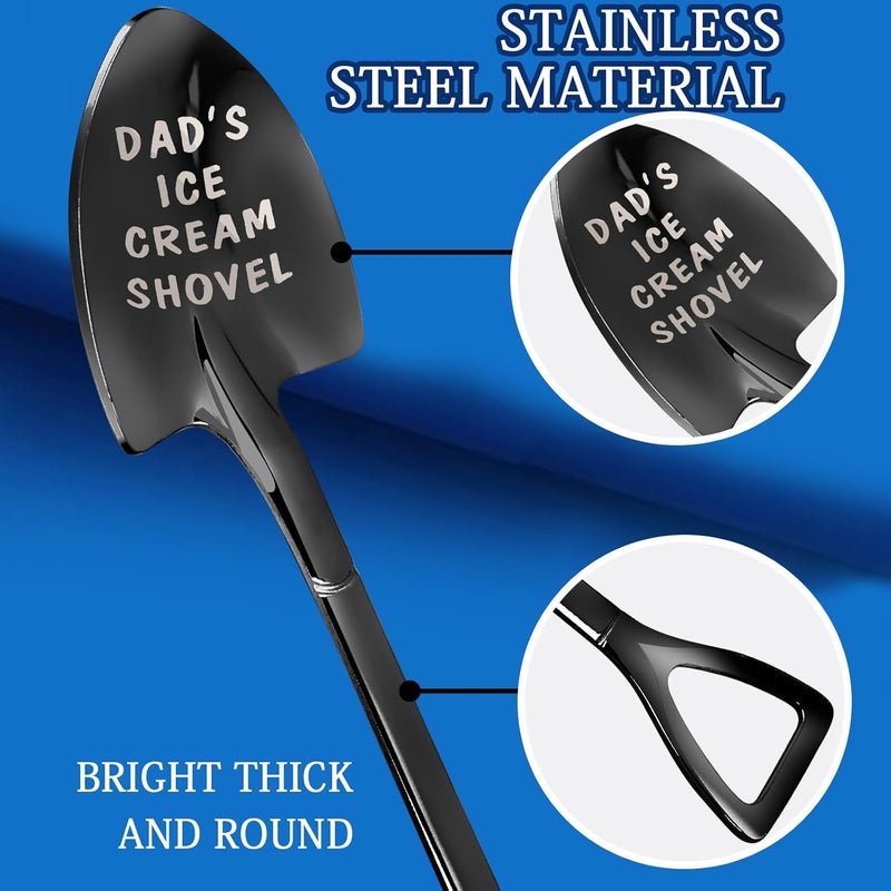 stormroo Gifts for Dad Stocking Stuffers for men dad father gifts Men Ice Cream Spoon Scoop for Ice Cream Lovers , Gifts for men Funny Engraved Stainless Steel Spoon Shovel, Birthday Fathers Gifts (Black) - Image 4